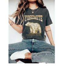 yosemite national park shirt, boho comfort colors tshirt, retro vintage bear graphic tee, trendy cowgirl country hiking