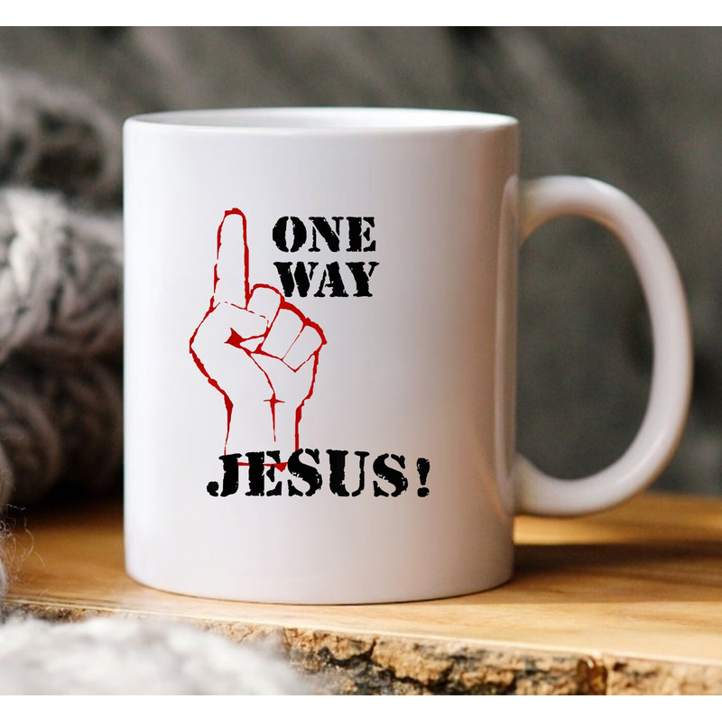 One Way Jesus Mug, People Christian, People Christian Revolution Finger Up - 1.jpg