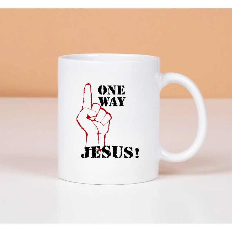 One Way Jesus Mug, People Christian, People Christian Revolution Finger Up - 2.jpg