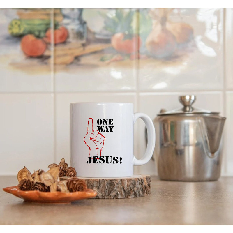 One Way Jesus Mug, People Christian, People Christian Revolution Finger Up - 3.jpg