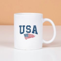 patriotic usa american flag mug, fourth of july anniversary mug