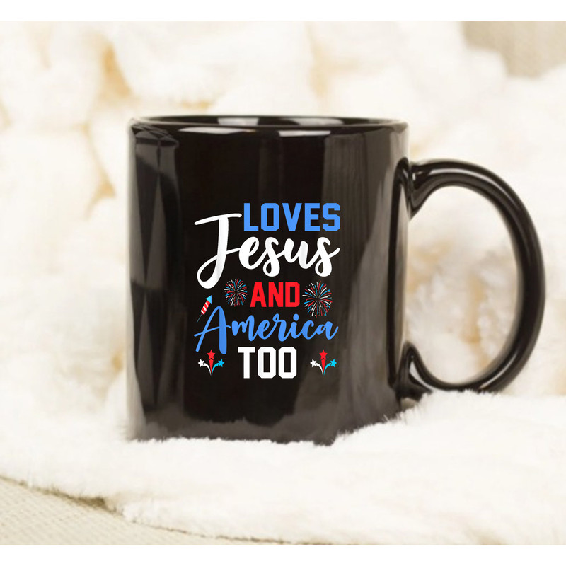 Retro Loves Jesus and America Too God Christian 4th of July Mug - 1.jpg