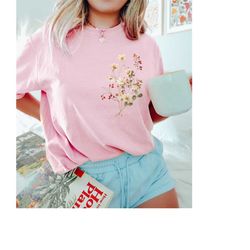 pressed flowers comfort colors tshirt, boho wildflowers shirt, cottagecore shirts, vintage style botanical tee, floral s