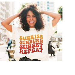 sunrise sunburn sunset repeat svg, retro summer svg, summer vibes png sublimation design, vintage beach svg, summer shir