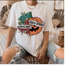 sorta sweet sorta spooky png, flower skull png, halloween png, skeleton design, spooky season png, flower pumpkin png