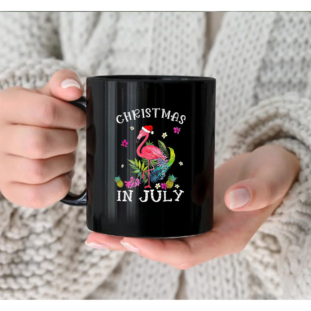 Tropical Pink Flamingo Christmas In July Summer Mug, Gift Mug - 3.jpg
