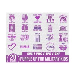purple up for military kids svg bundle, purple up svg, patriotic military svg, military family svg, proud of military ch