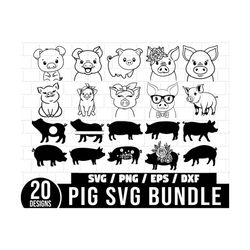 pig svg bundle, pig face svg, pig cut file, animal face, cute pig svg, pig svg, animal svg file, animal face, farm anima