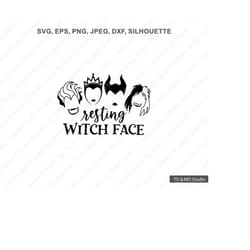 resting witch face svg, halloween svg, evil queen svg, ursula svg, maleficent svg, cruella svg, cricut, silhouette cut