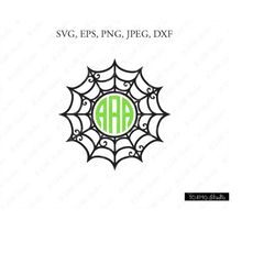 spider web monogram svg, halloween svg, halloween monogram svg, pumpkin clipart, spider web svg, cricut, silhouette cut