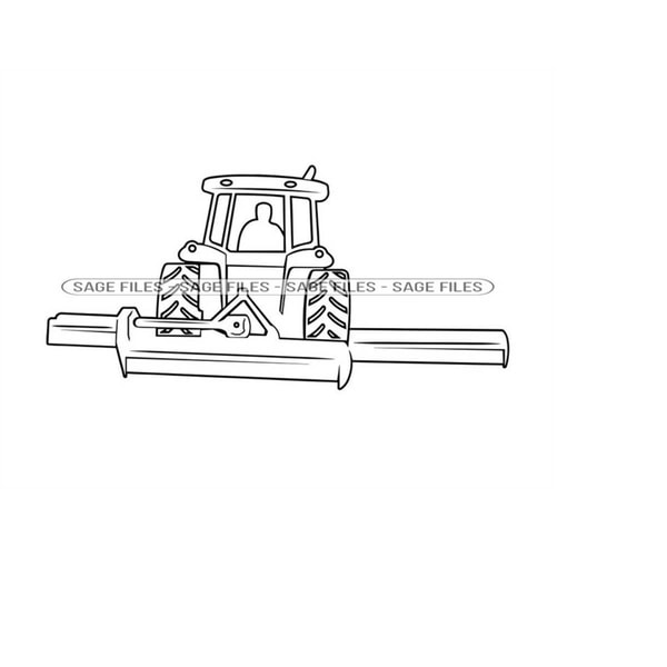 Flail Mower Tractor Outline 3 SVG, Tractor Svg, Lawn Mower S - Inspire ...