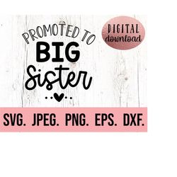 promoted to big sister svg - big sister deisgn - new baby svg - sibling svg - sibling shirt - big sister in training - c
