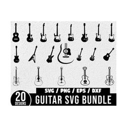 guitar svg bundle, guitar clipart, music svg, guitar silhouette, guitar shape svg, bass guitar svg, electric guitar svg,