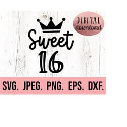 sweet sixteen svg - 16th birthday girl svg - hello sixteen png - digital download - cricut cut file - hello 16 svg - 16t