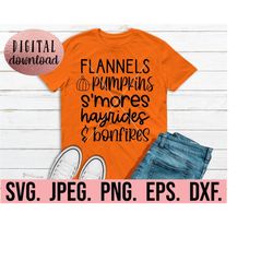 flannels pumpkins smores hayrides bonfires svg - autumn png - fall home decor design - cricut cut file - instant downloa