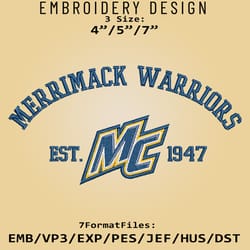 merrimack warriors embroidery design, ncaa logo embroidery files, ncaa merrimack warriors, machine embroidery pattern