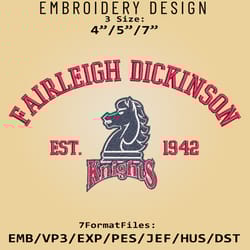 fairleigh dickinson knights embroidery design, ncaa logo embroidery files, ncaa knights, machine embroidery pattern