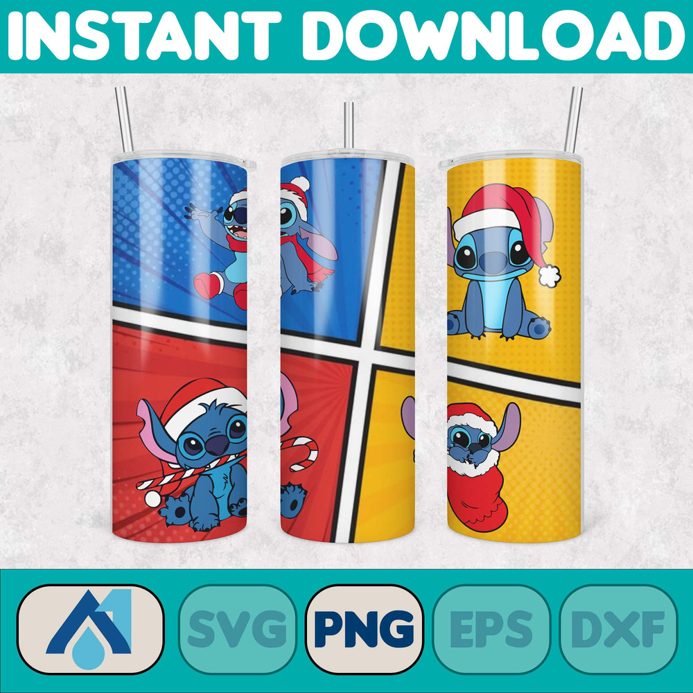 Christmas Stitch Tumbler Wrap, Stitch Sublimation Designs, 20 oz Stitch Tumbler, Cartoon Christmas Tumbler PNG, Commercial Use (1).jpg