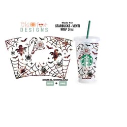 spider web halloween svg for 24oz starbuck venti wrap | digital download | halloween starbucks wrap | witch hat svg