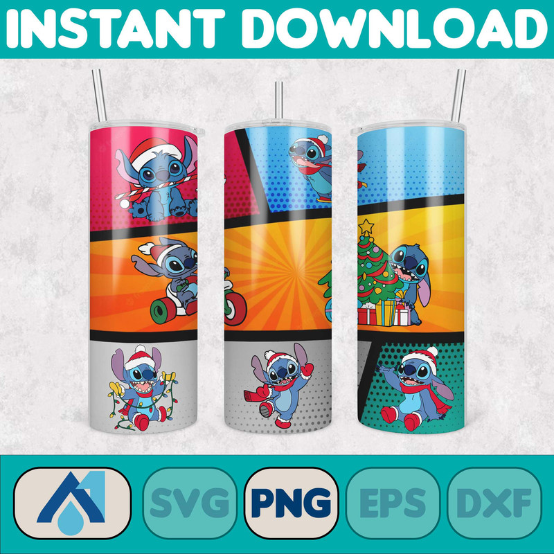 Christmas Stitch Tumbler Wrap, Stitch Sublimation Designs, 20 oz Stitch Tumbler, Cartoon Christmas Tumbler PNG, Commercial Use (5).jpg