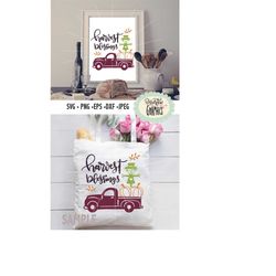 harvest blessing pumpkin truck, svg png cameo cricut cut files, thanksgiving printable wall art, vintage truck clipart s