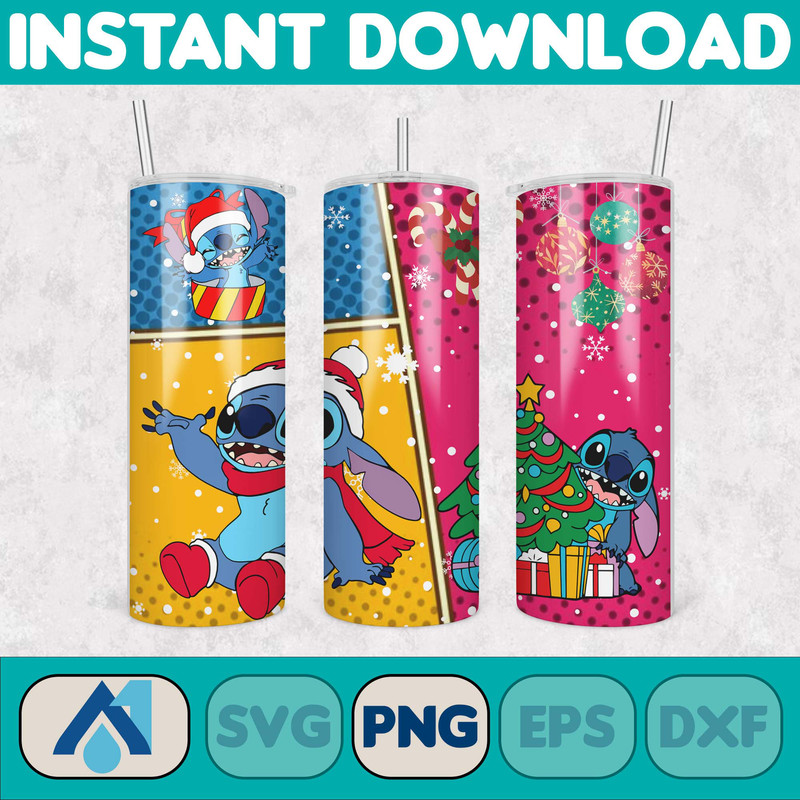 Christmas Stitch Tumbler Wrap, Stitch Sublimation Designs, 20 oz Stitch Tumbler, Cartoon Christmas Tumbler PNG, Commercial Use (6).jpg