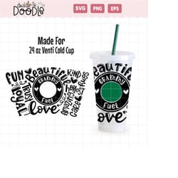 grammy fuel typography for 24oz starbuck venti wrap, svg, digital download only, mother's day starbucks wrap, mom word