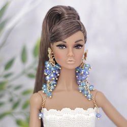Fashion doll jewelry earring for Poppy Parker Barbie Nu face