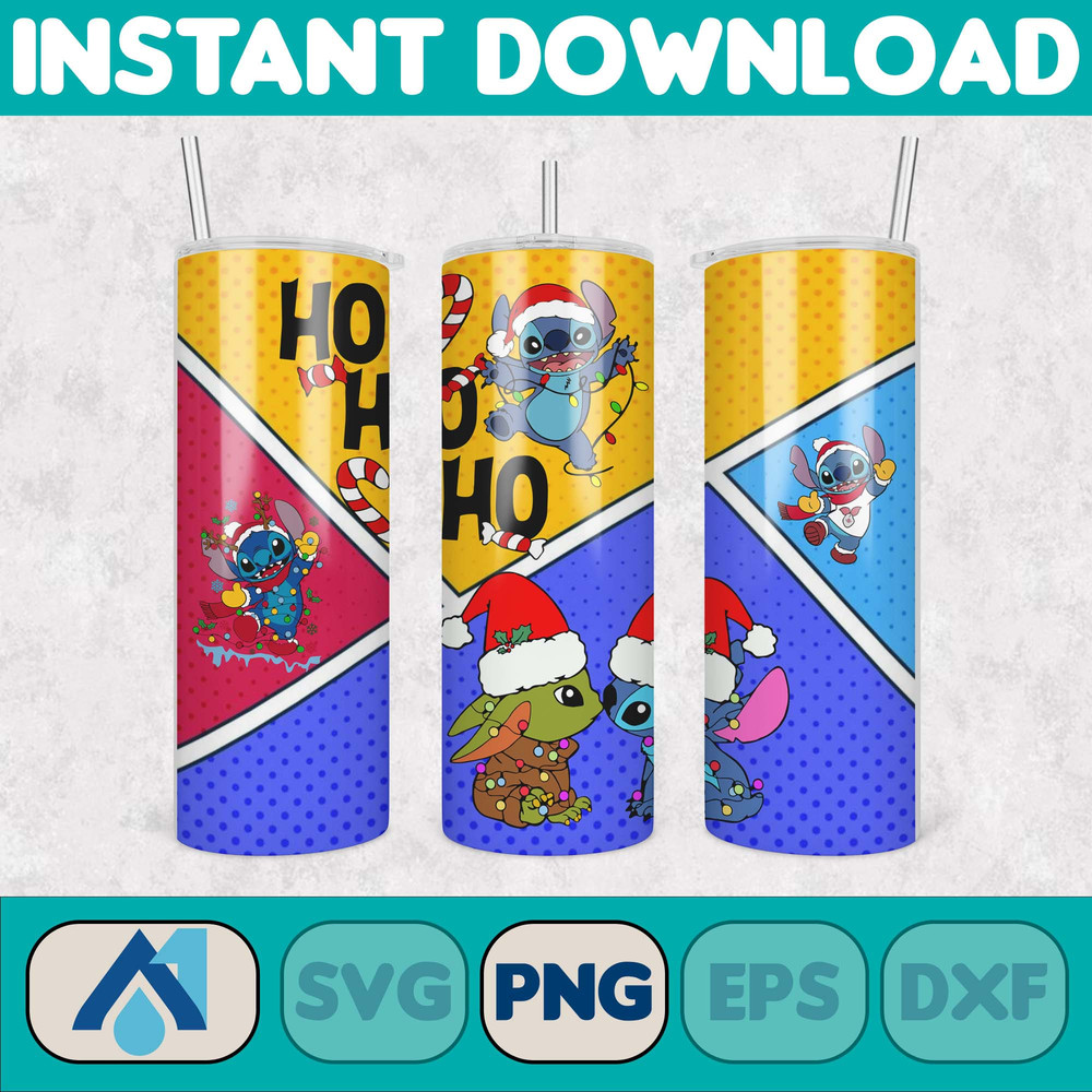Christmas Stitch Tumbler Wrap, Stitch Sublimation Designs, 20 oz Stitch Tumbler, Cartoon Christmas Tumbler PNG, Commercial Use (9).jpg