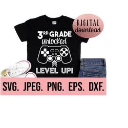 3rd grade unlocked level up svg - hello grade 3 svg - instant download - cricut cut file - back to school png - third gr