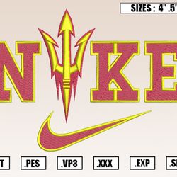 Nike X Arizona State Sun Devils Embroidery Designs, NCAA Embroidery Design File Instant Download