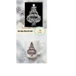 christmas tree paper cut, svg png cut files, christmas card, christmas tree clipart, stickers, printable wall art svg, h