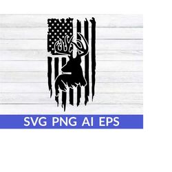 deer silhouette flag svg, deer hunting svg, distressed american flag svg, deer scene svg, forest svg, hunting flag svg,