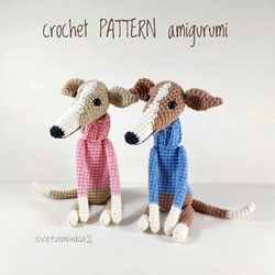 Crochet Dog Pattern 'Greyhound in Sweater', Galgo Amigurumi, Whippet, Italian Greyhound, Lurcher, Sighthound