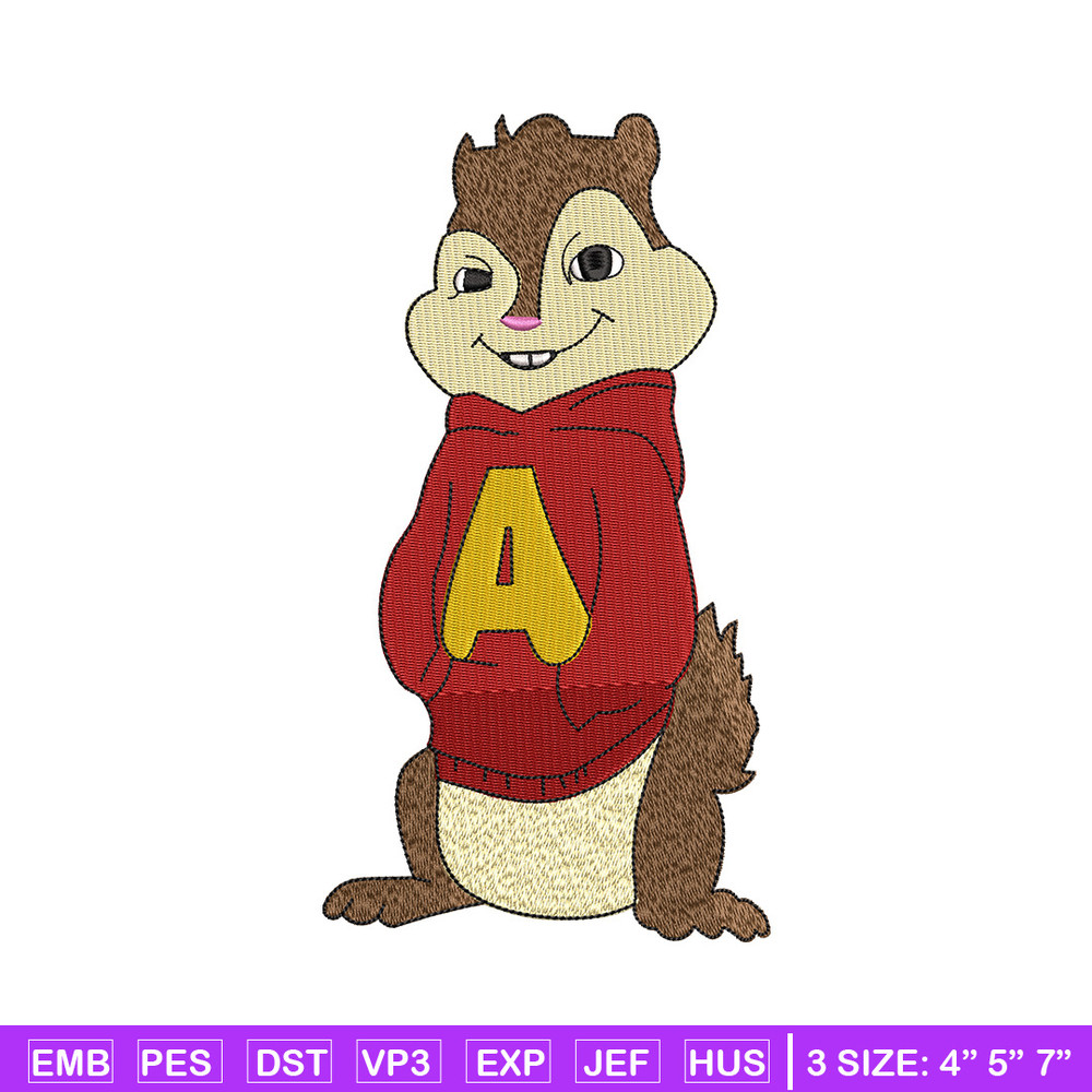 Alvin embroidery design, Chipmunks embroidery, Embroidery file, Embroidery shirt, Emb design, Digital download.jpg