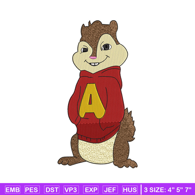 Alvin embroidery design, Chipmunks embroidery, Embroidery file, Embroidery shirt, Emb design, Digital download.jpg