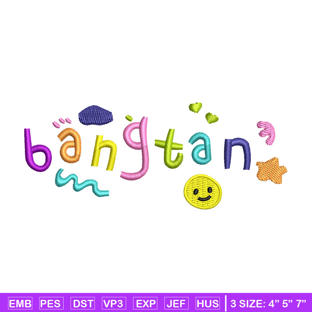 Bangtan embroidery design, Logo embroidery, Embroidery file, Embroidery shirt, Emb design, Digital download.jpg