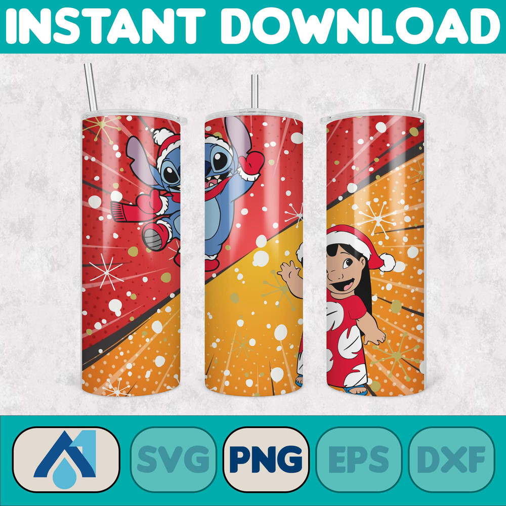 Christmas Stitch Tumbler Wrap, Stitch Sublimation Designs, 20 oz Stitch Tumbler, Cartoon Christmas Tumbler PNG, Commercial Use (37).jpg