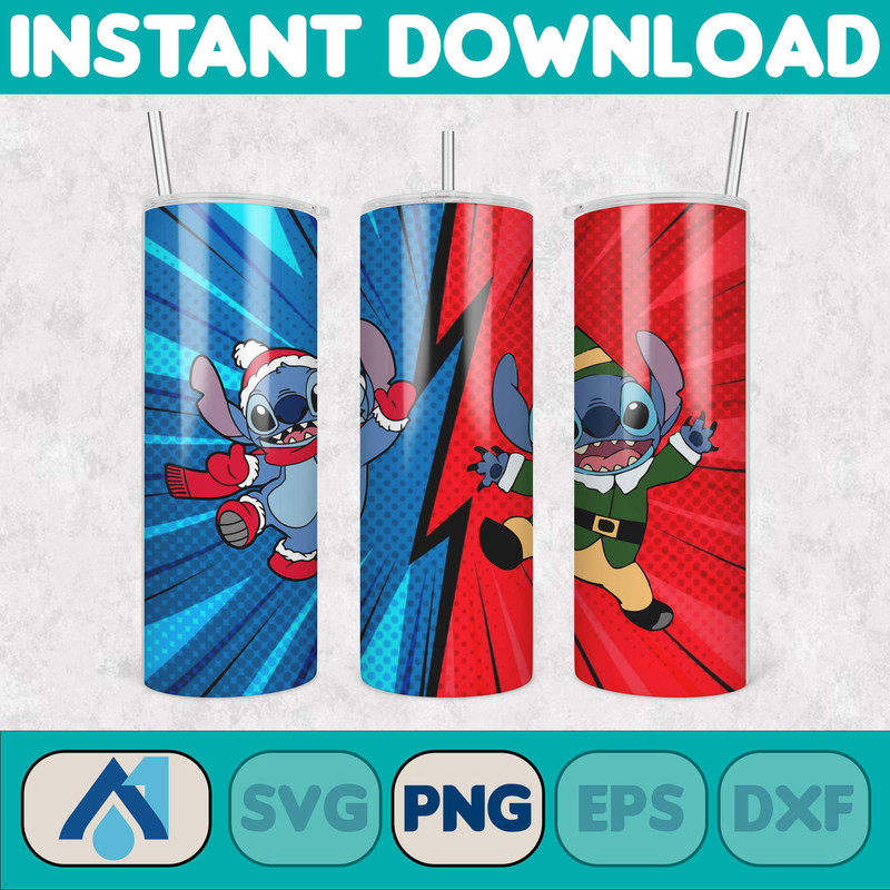 Christmas Stitch Tumbler Wrap, Stitch Sublimation Designs, 20 oz Stitch Tumbler, Cartoon Christmas Tumbler PNG, Commercial Use (38).jpg