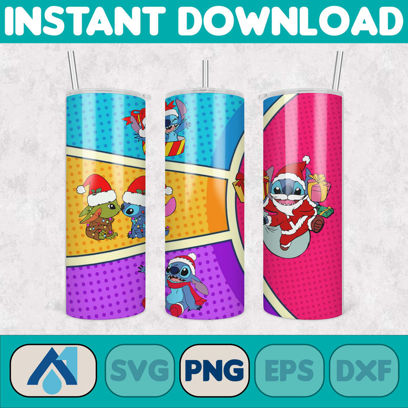 Christmas Stitch Tumbler Wrap, Stitch Sublimation Designs, 20 oz Stitch Tumbler, Cartoon Christmas Tumbler PNG, Commercial Use (41).jpg