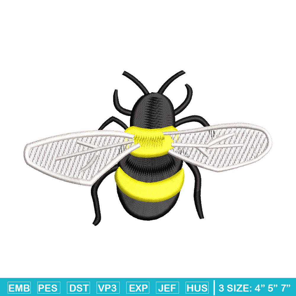 Bee yellow embroidery design, Bee embroidery, Embroidery file, Embroidery shirt, Emb design, Digital download.jpg