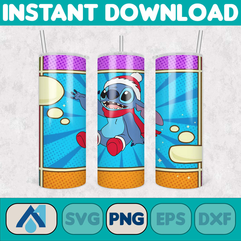 Christmas Stitch Tumbler Wrap, Stitch Sublimation Designs, 20 oz Stitch Tumbler, Cartoon Christmas Tumbler PNG, Commercial Use (50).jpg