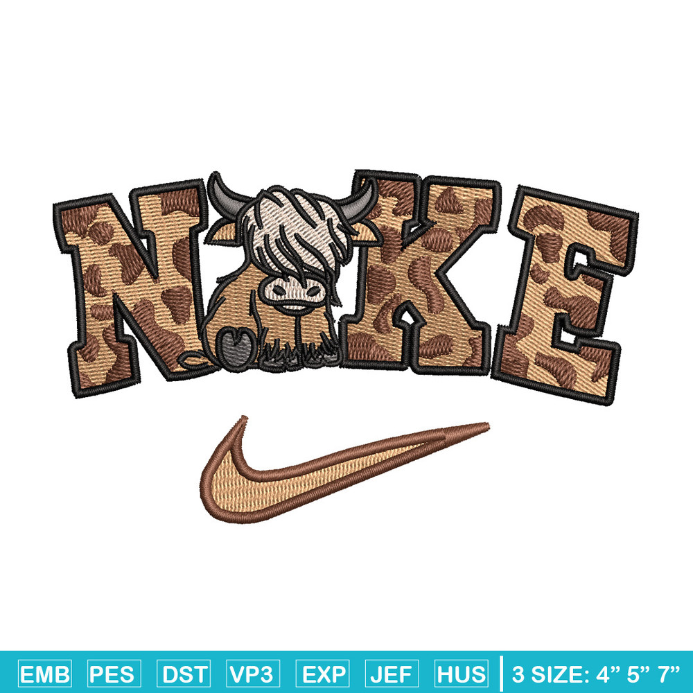 Brown cow x nike embroidery design, Nike embroidery, Embroidery file, Embroidery shirt, Nike design, Digital download.jpg