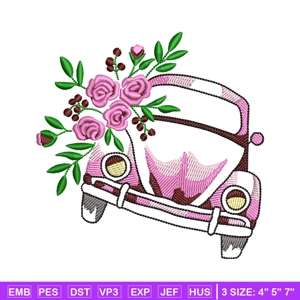 Car flower embroidery design, Car embroidery, Embroidery file, Embroidery shirt, Emb design, Digital download.jpg
