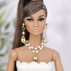 Set of jewelry earring and necklace for Poppy Parker Barbie