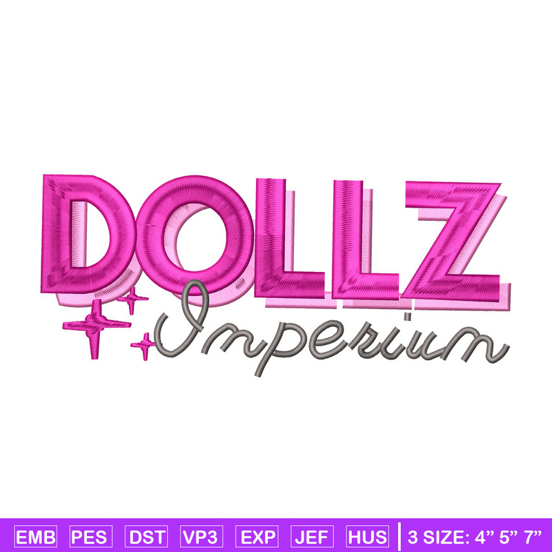 Dollz logo embroidery design, Logo embroidery, Embroidery file, Embroidery shirt, Emb design, Digital download.jpg