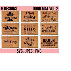 doormat svg bundle - greetings doormat svg png - cricut file - instant download - funny front door mat design - diy door