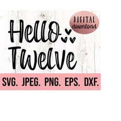 hello twelve svg - twelve fabulous svg - twelve birthday - instant download - png jpeg - cricut cut file - 12th birthday