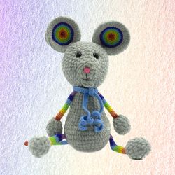 Big mouse toy, fluffy mouse, plush mouse, mouse toy rainbow pride