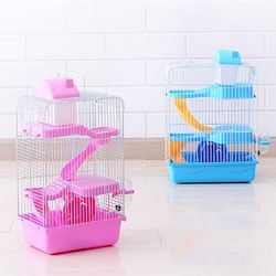 Three Storey Luxury Villa Cage Custom Fold, Hamster Cage Villa Cage for Small Pets Pet House Hamster Cage (US customers)